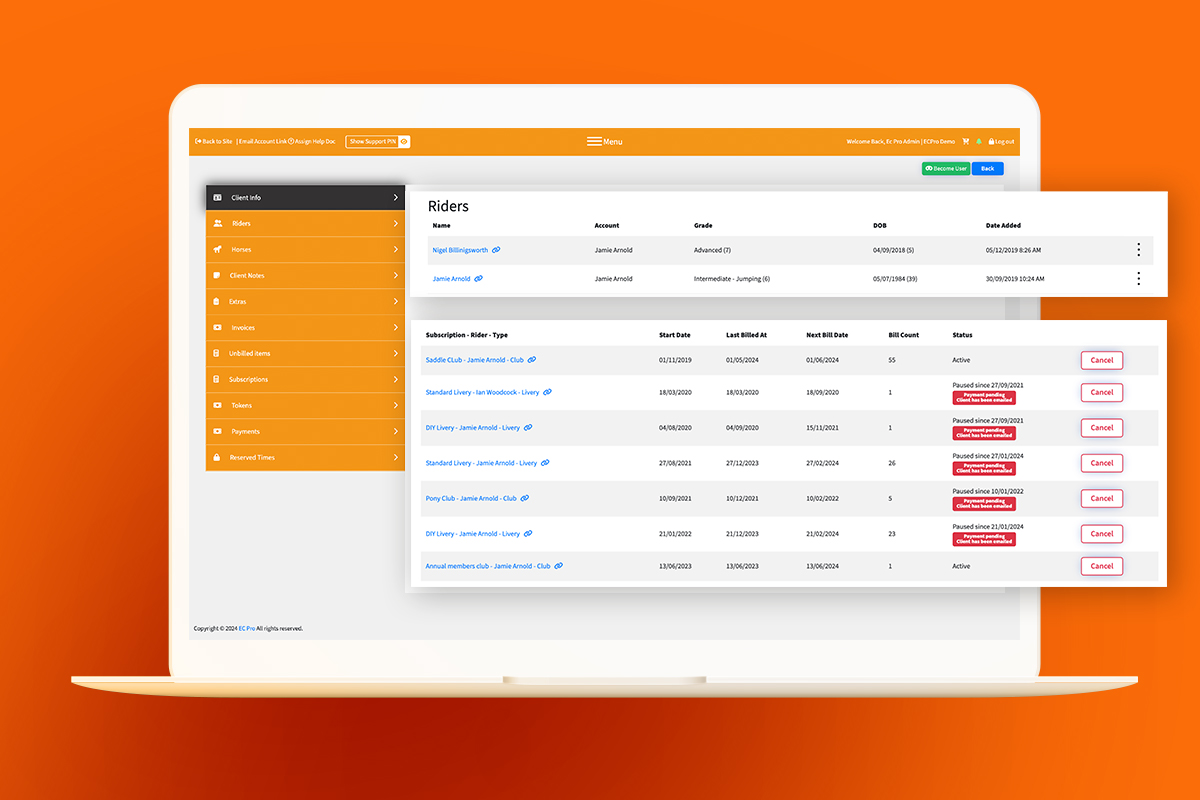 image showing customers dashboard and bookings